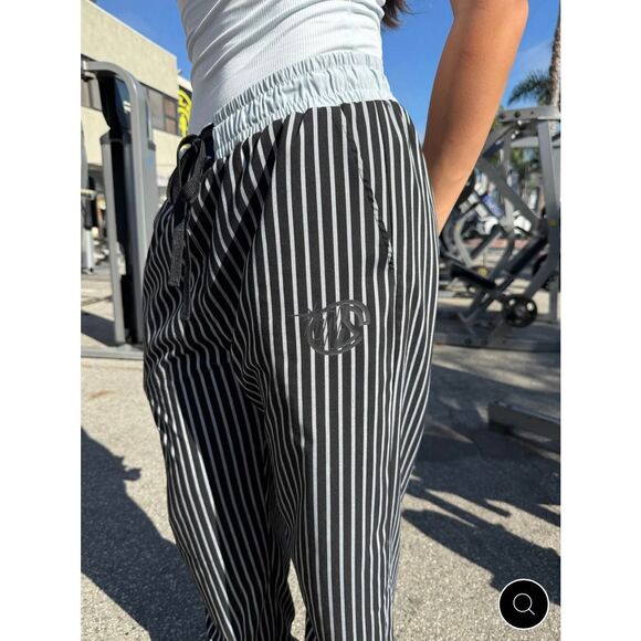 Controlled Insanity Other - Controlled Insanity Oreo Pinstripe Pants Pull on Drawstring Black Gym Lifting S